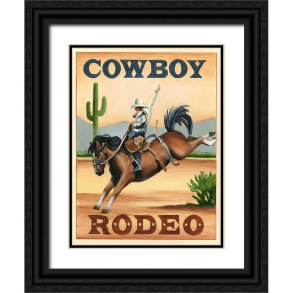 Harper, Ethan 25x32 Black Ornate Wood Framed with Double Matting Museum Art Print Titled - Cowboy Rodeo