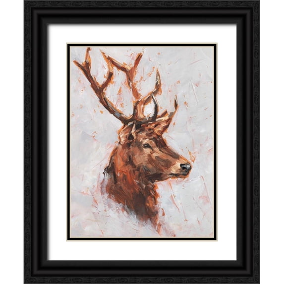 Harper, Ethan 25x32 Black Ornate Wood Framed with Double Matting Museum Art Print Titled - Stag Study II