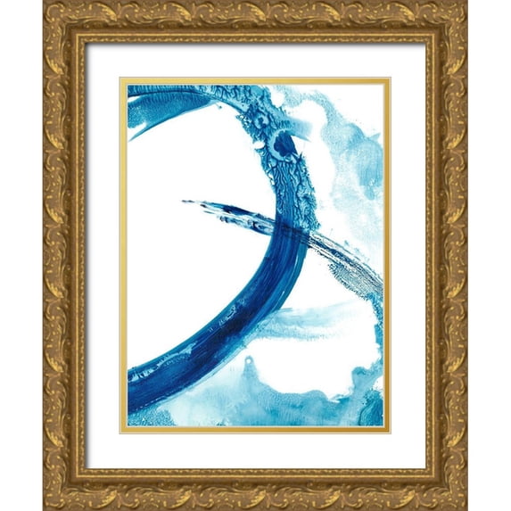 Harper, Ethan 25x32 Gold Ornate Wood Framed with Double Matting Museum Art Print Titled - Aqua Ring II