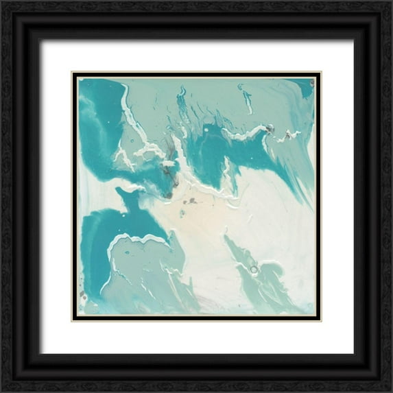 Harper, Ethan 26x26 Black Ornate Wood Framed with Double Matting Museum Art Print Titled - Marbled Aqua I