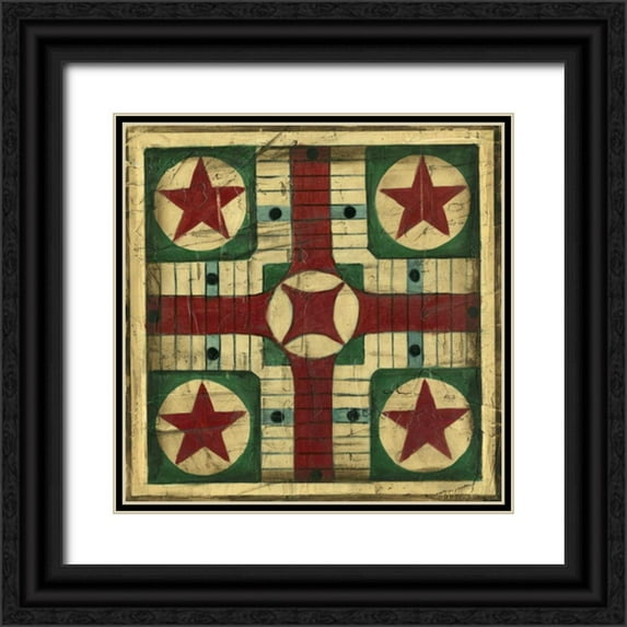 Harper, Ethan 26x26 Black Ornate Wood Framed with Double Matting Museum Art Print Titled - Small Antique Parcheesi