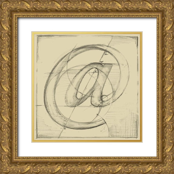 Harper, Ethan 26x26 Gold Ornate Wood Framed with Double Matting Museum Art Print Titled - Drafting Symbols I