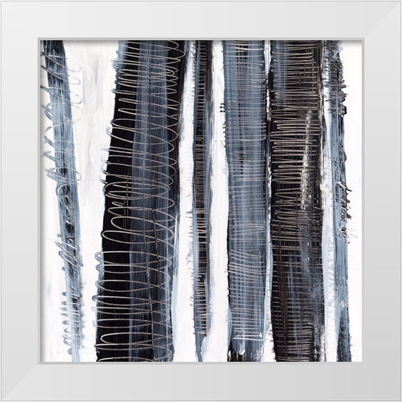 Harper, Ethan 26x26 White Modern Wood Framed Museum Art Print Titled - Scribble Birches I