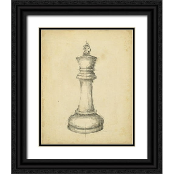 Harper, Ethan 26x32 Black Ornate Wood Framed with Double Matting Museum Art Print Titled - Antique Chess I