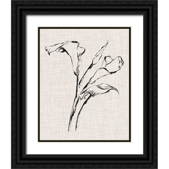 Harper, Ethan 26x32 Black Ornate Wood Framed with Double Matting Museum Art Print Titled - Floral Ink Study IV