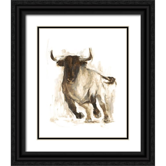 Harper, Ethan 26x32 Black Ornate Wood Framed with Double Matting Museum Art Print Titled - Rustic Bull II
