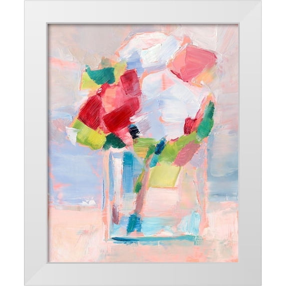 Harper, Ethan 26x32 White Modern Wood Framed Museum Art Print Titled - Abstract Flowers in Vase II