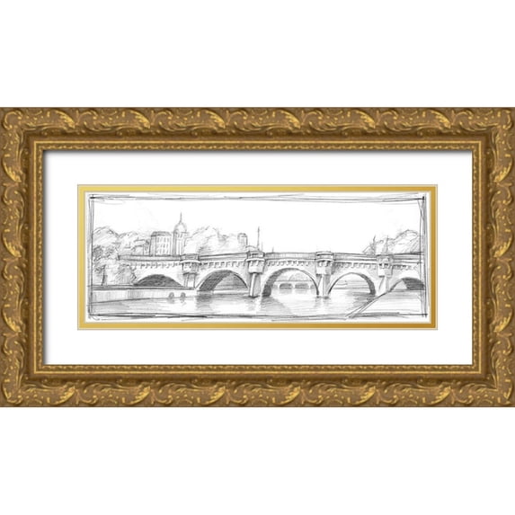 Harper, Ethan 32x15 Gold Ornate Wood Framed with Double Matting Museum Art Print Titled - Pont Neuf