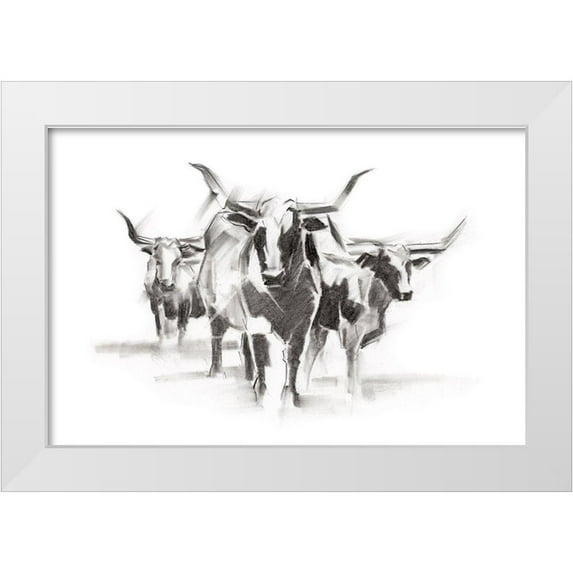 Harper, Ethan 32x23 White Modern Wood Framed Museum Art Print Titled - Contemporary Cattle I