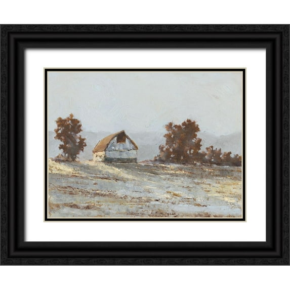 Harper, Ethan 32x25 Black Ornate Wood Framed with Double Matting Museum Art Print Titled - Snow Covered Hillside I