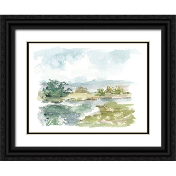 Harper, Ethan 32x25 Black Ornate Wood Framed with Double Matting Museum Art Print Titled - Spring Watercolor Sketch VI