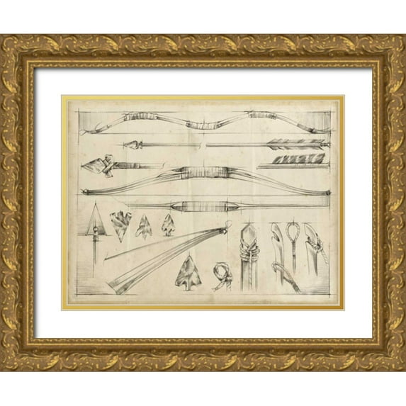 Harper, Ethan 32x25 Gold Ornate Wood Framed with Double Matting Museum Art Print Titled - Arrow Schematic II