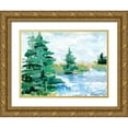 thumbnail image 1 of Harper, Ethan 32x25 Gold Ornate Wood Framed with Double Matting Museum Art Print Titled - Evergreen Lake I, 1 of 4