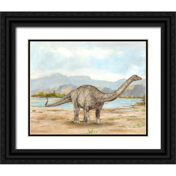 Harper, Ethan 32x26 Black Ornate Wood Framed with Double Matting Museum Art Print Titled - Dinosaur Illustration V