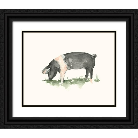 Harper, Ethan 32x26 Black Ornate Wood Framed with Double Matting Museum Art Print Titled - Grazing Farm Animal IV