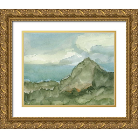 Harper, Ethan 32x26 Gold Ornate Wood Framed with Double Matting Museum Art Print Titled - Plein Air Mountain View I