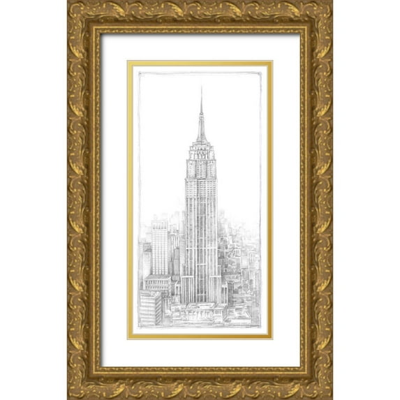 Harper, Ethan 9x14 Gold Ornate Wood Framed with Double Matting Museum Art Print Titled - Aerial City View II