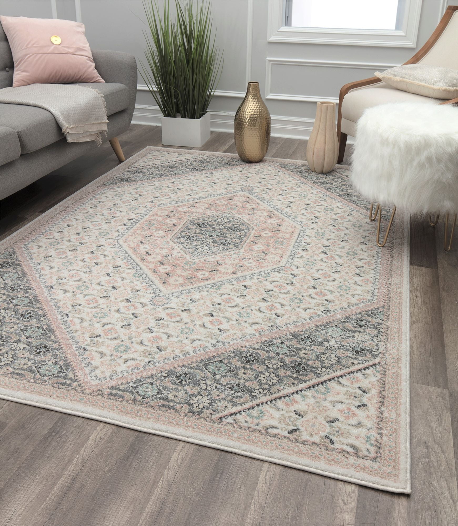 Harper HY30A Quartz Ivory Transitional Vintage Ivory Area Rug, 8'x10 ...