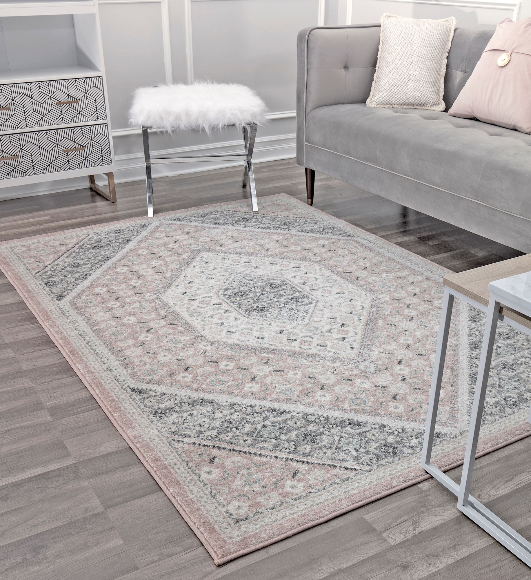 Harper Quartz Rose Area Rug 8x10 - Pink Design - Walmart.com