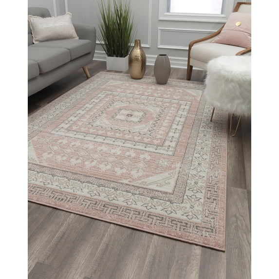 Harper HY40A Carnation Transitional Vintage Pink Area Rug, 2'x4'