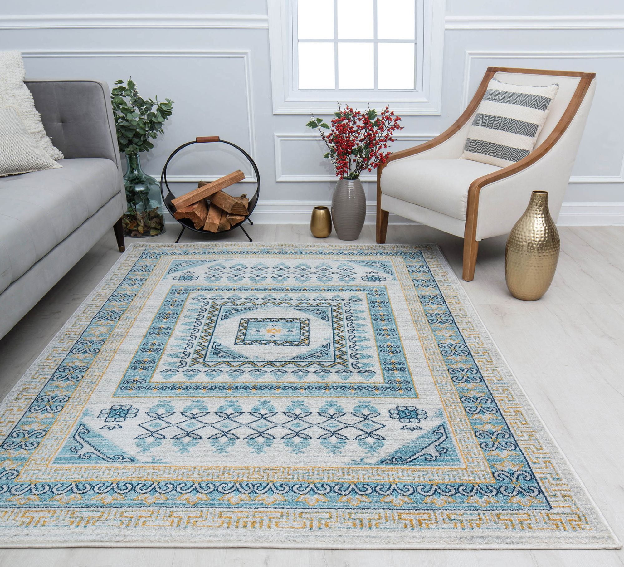 Harper HY40G Morning Glory Abstract Vintage Gray Area Rug, 5'3" x 7'0"
