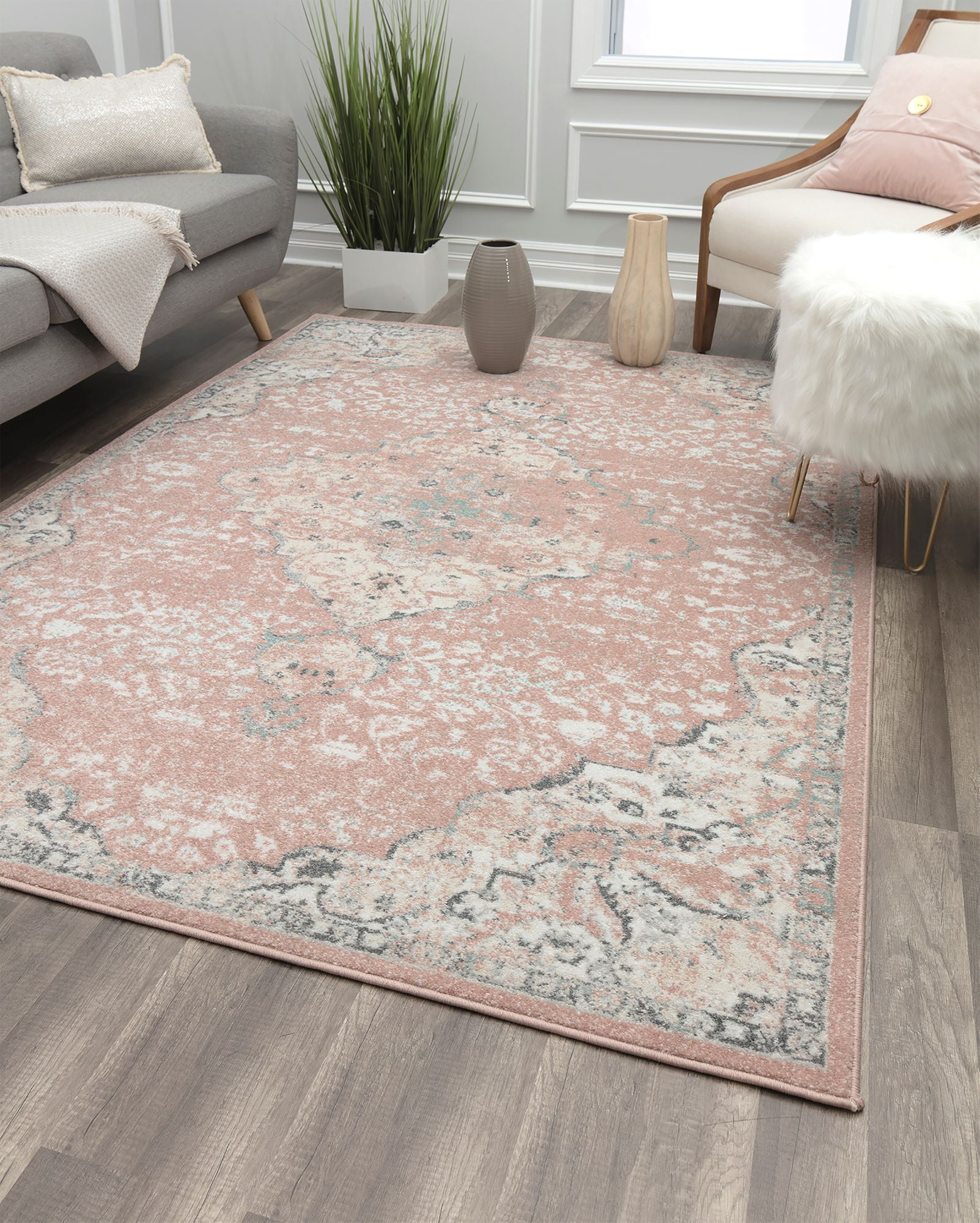 Harper HY50B Pink Amaranth Transitional Vintage Pink Area Rug, 2'x8 ...