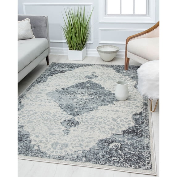 Harper HY50F Snowdrop Transitional Vintage White Area Rug, 8'x10'