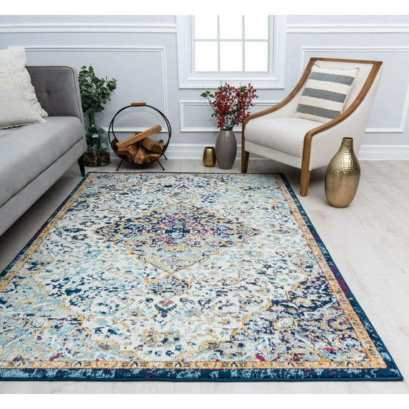 Harper HY50L Southern Belle Abstract Vintage White Area Rug, 8'0"X10'0"