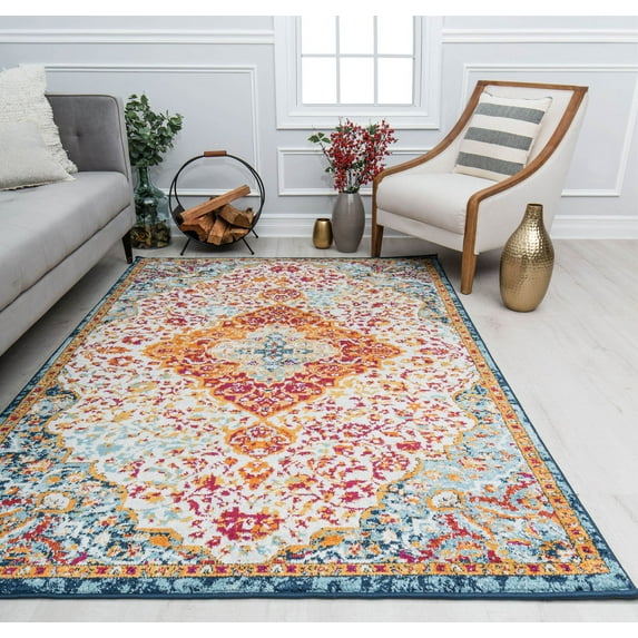 Harper HY50M Sweet Nectar Abstract Vintage White Area Rug, 2'6" x 4'