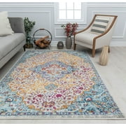 Harper HY50O Inner Glow Abstract Vintage Blue Area Rug, 2'6" x 4'