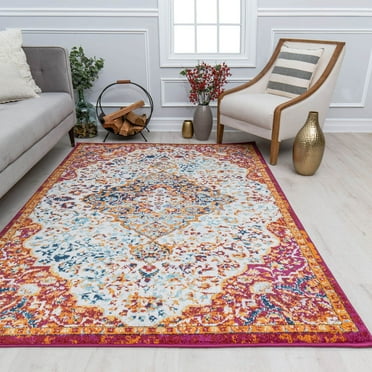 Harper HY50Q Amelia Blush Abstract Vintage White Area Rug, 2'6" x 4'