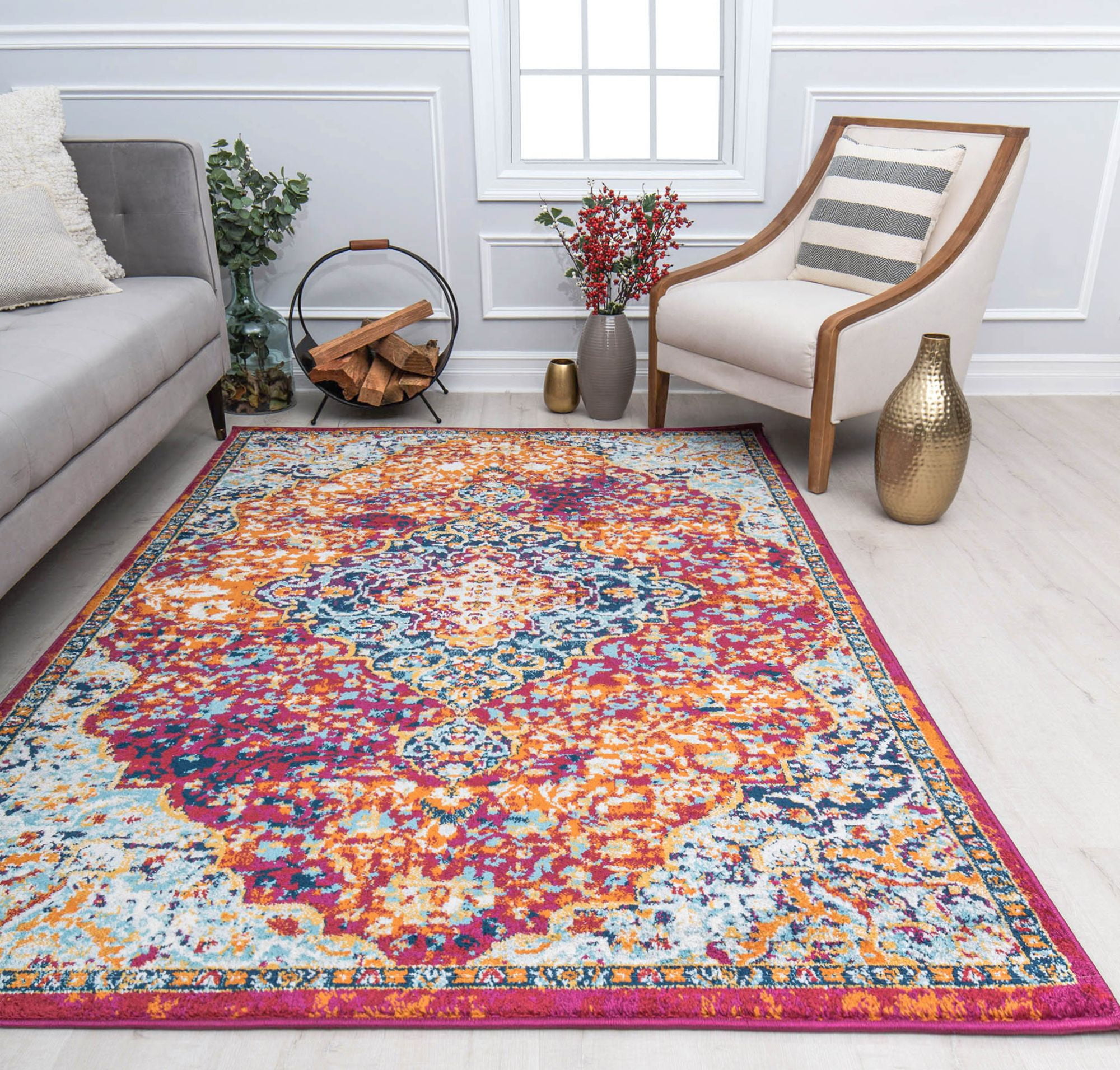 Harper HY50R Rosy Peach Abstract Vintage Red Area Rug, 2'6" x 4'