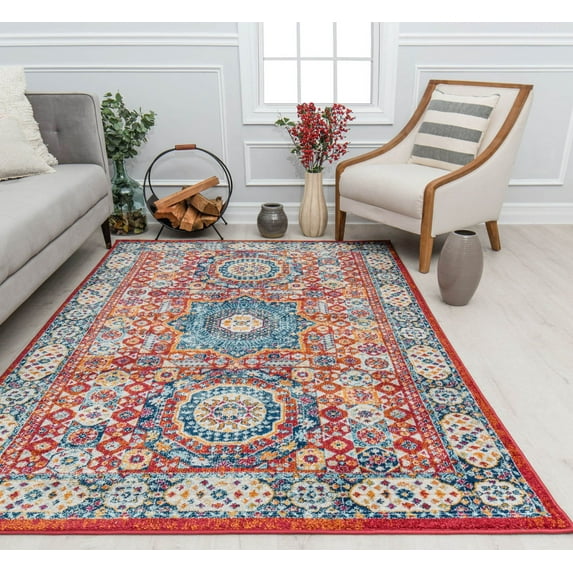 Harper HY60E Moroccan Red Abstract Vintage Red Area Rug, 2'6" x 4'