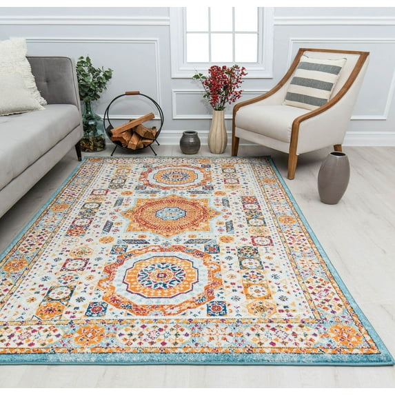 Harper HY60F Orange Appeal Abstract Vintage White Area Rug, 2'6" x 8'