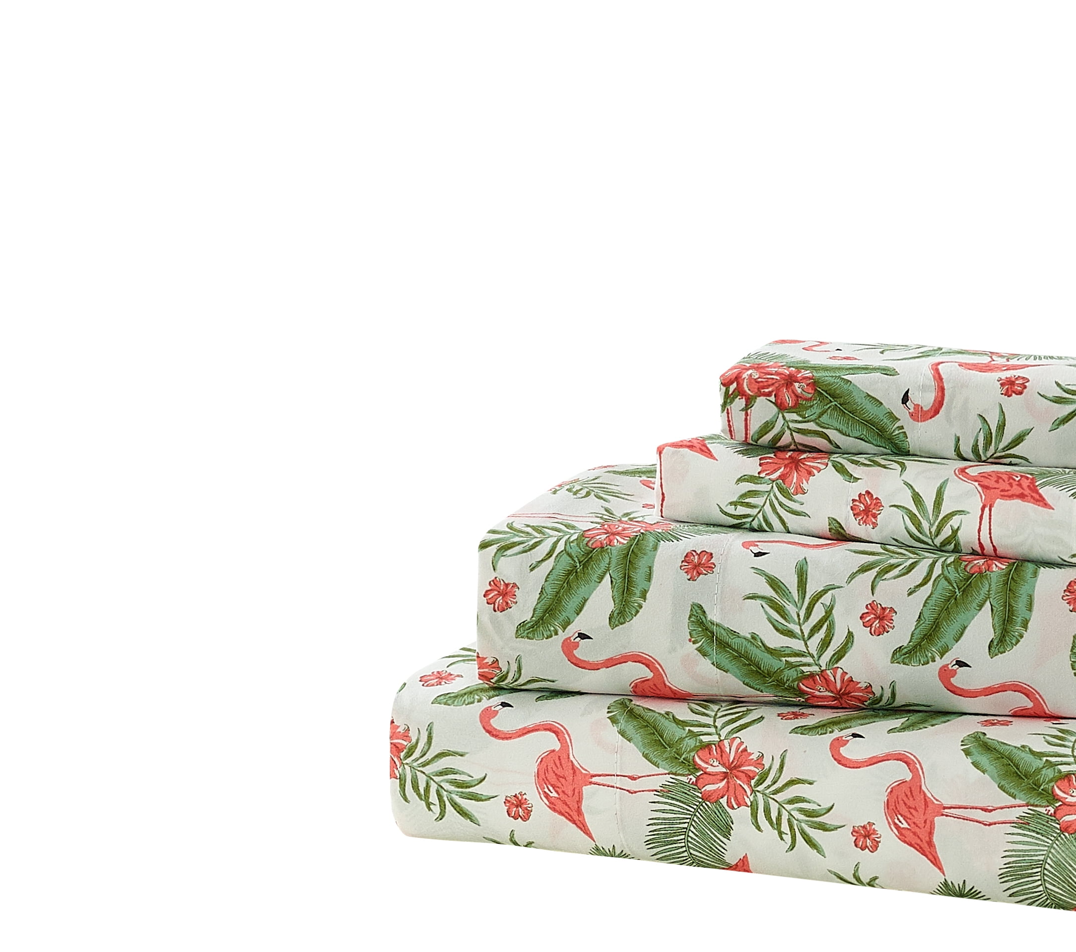 Harper Lane 3 Piece 1200 Thread Count Tropical Paradise White Polyester Bed Sheet Set, Twin