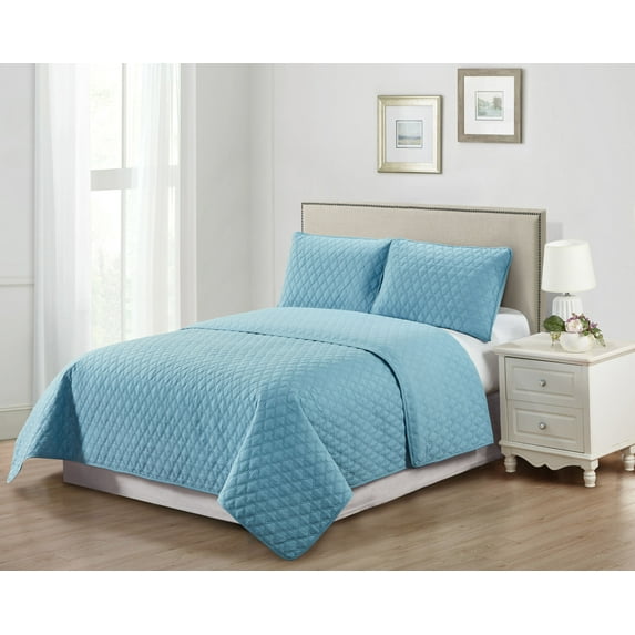 Harper Lane Bodie Tile Stitch 3-piece Quilt Set Blue Full/Queen