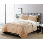 Harper Lane Ellis Micromink/ Sherpa 3-piece Comforter Set Beige King