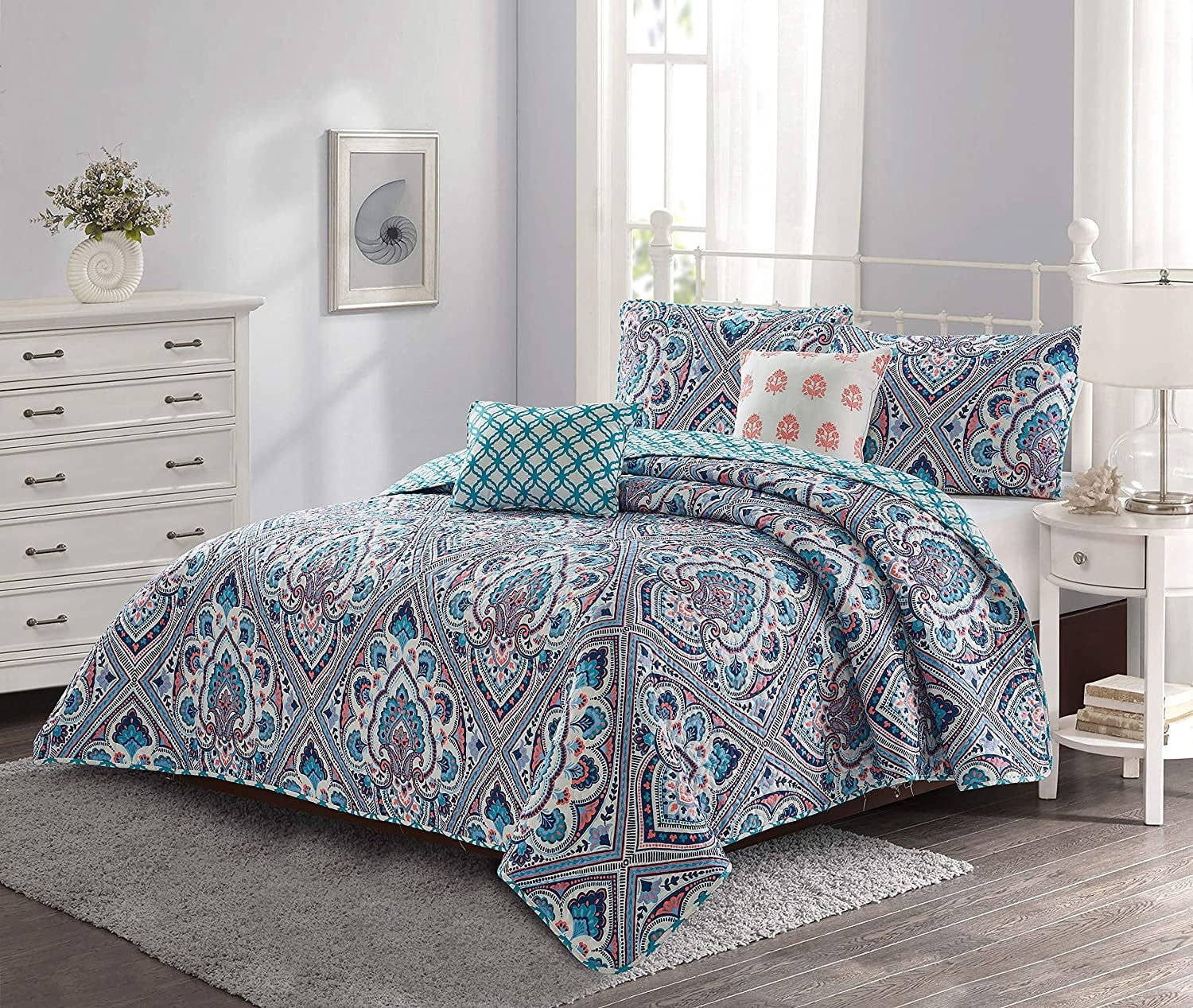 Go-U Harper Lane Universal Home Fashions Quilt, Full/Queen, Blue Merriam Full / Queen Blue Merriam