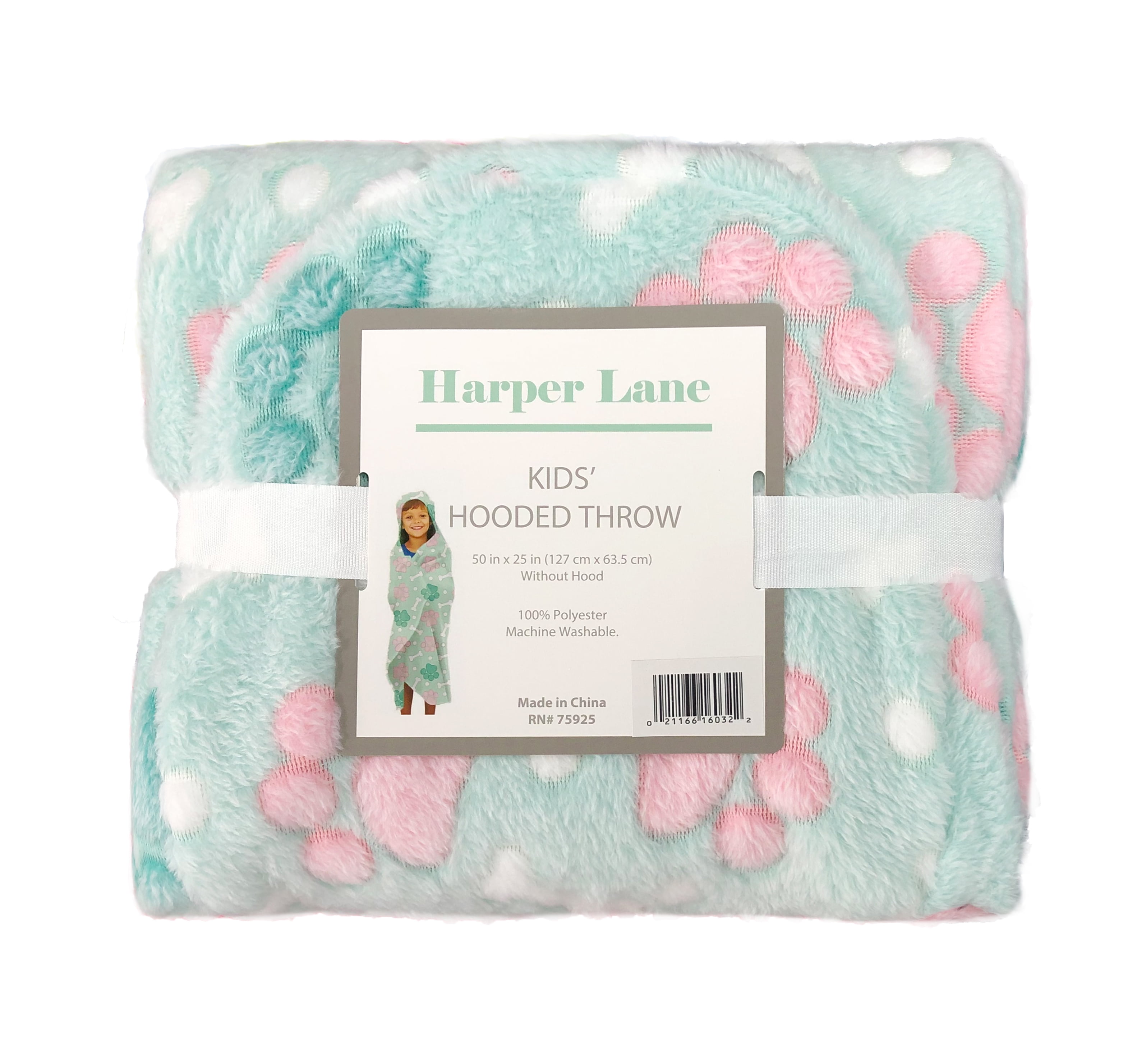 Harper Lane Glow in the Dark Kid's Hooded Throw Paws and Bones