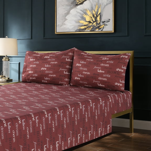 Harper Lane Inspire 3-piece Red Microfiber Sheet Set, Twin-Deep Pocket