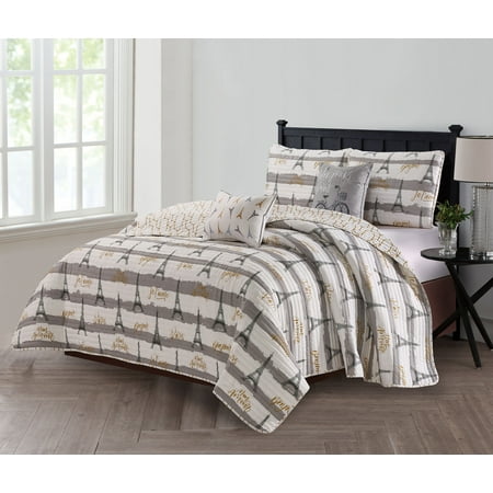 Harper Lane Microfiber Quilt Set, Full/Queen -5 Count