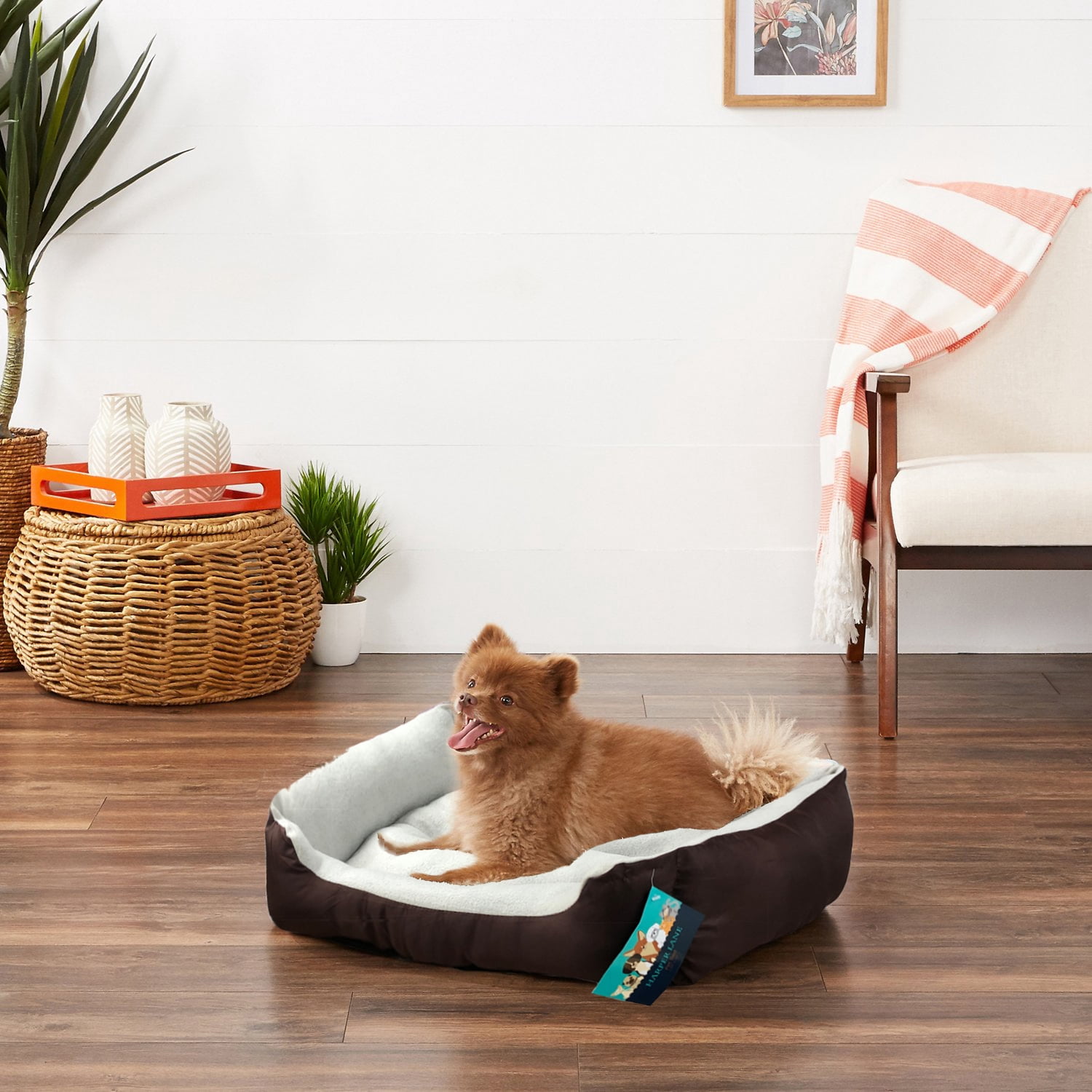 Harper Lane Monaco Rectangular Plush Pet Bed, Chocolate