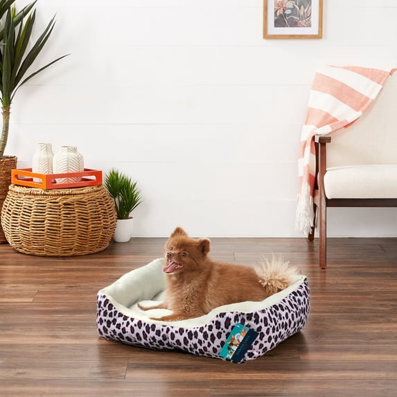 Harper Lane Monaco Rectangular Plush Pet Bed, Leopard