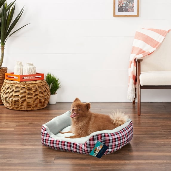 Harper Lane Monaco Rectangular Plush Pet Bed, Plaid