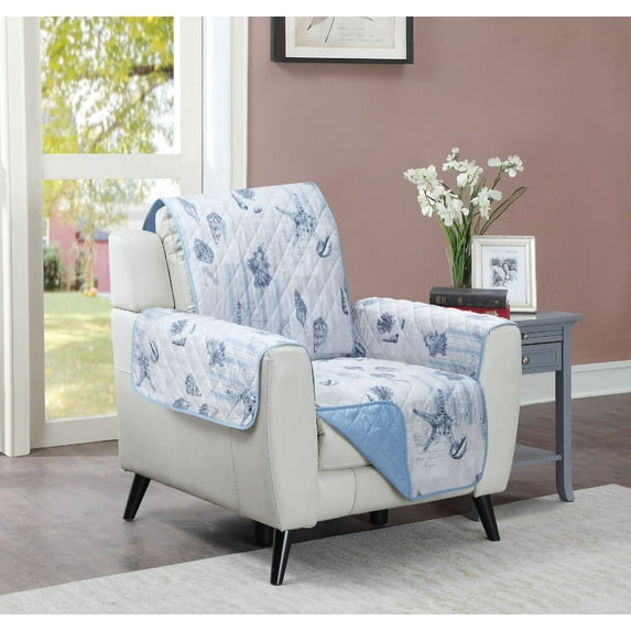 Ocean Postcards Reversible Chair Protector