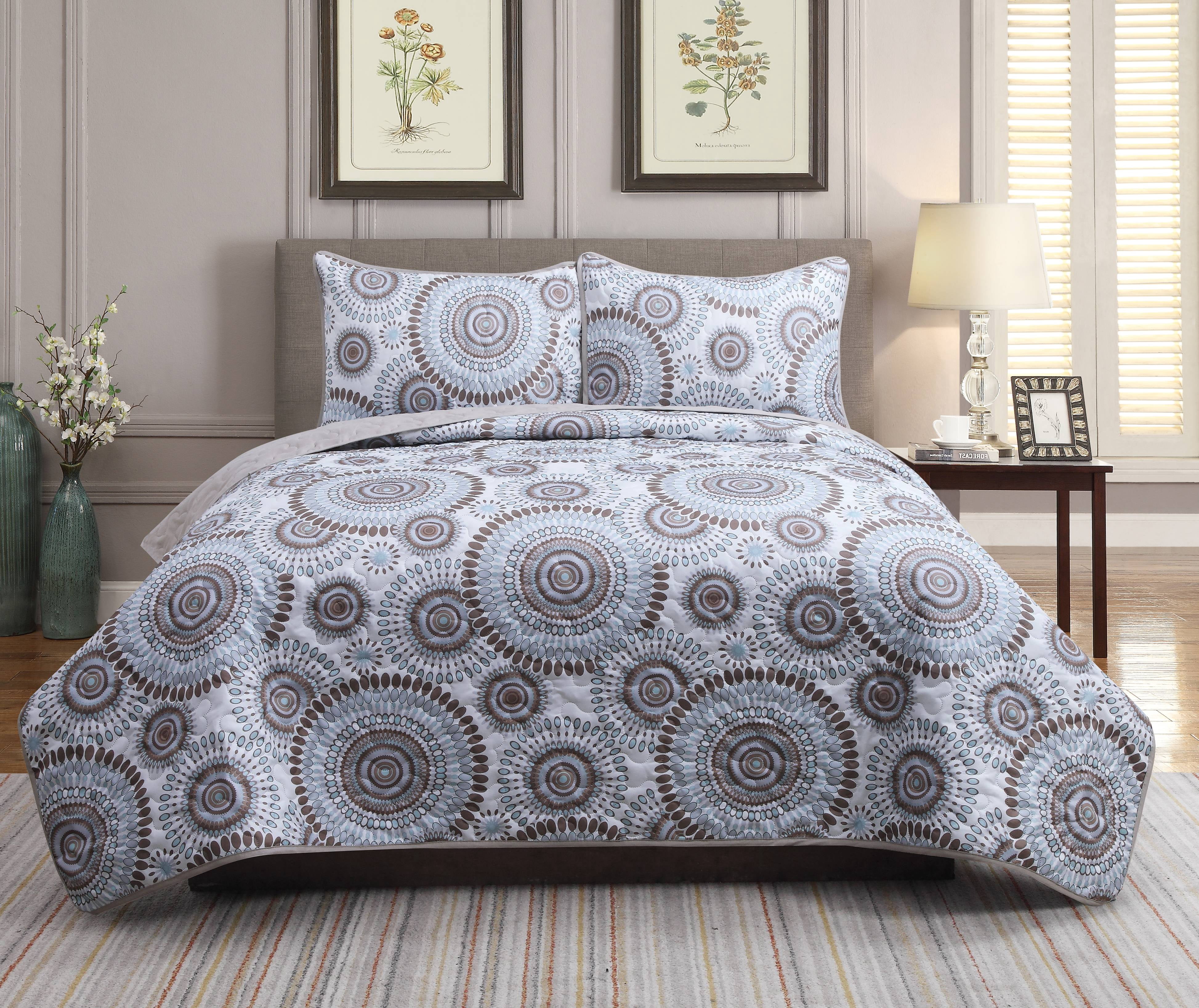 Starburst Reversible 3-Piece Quilt Set Tan King