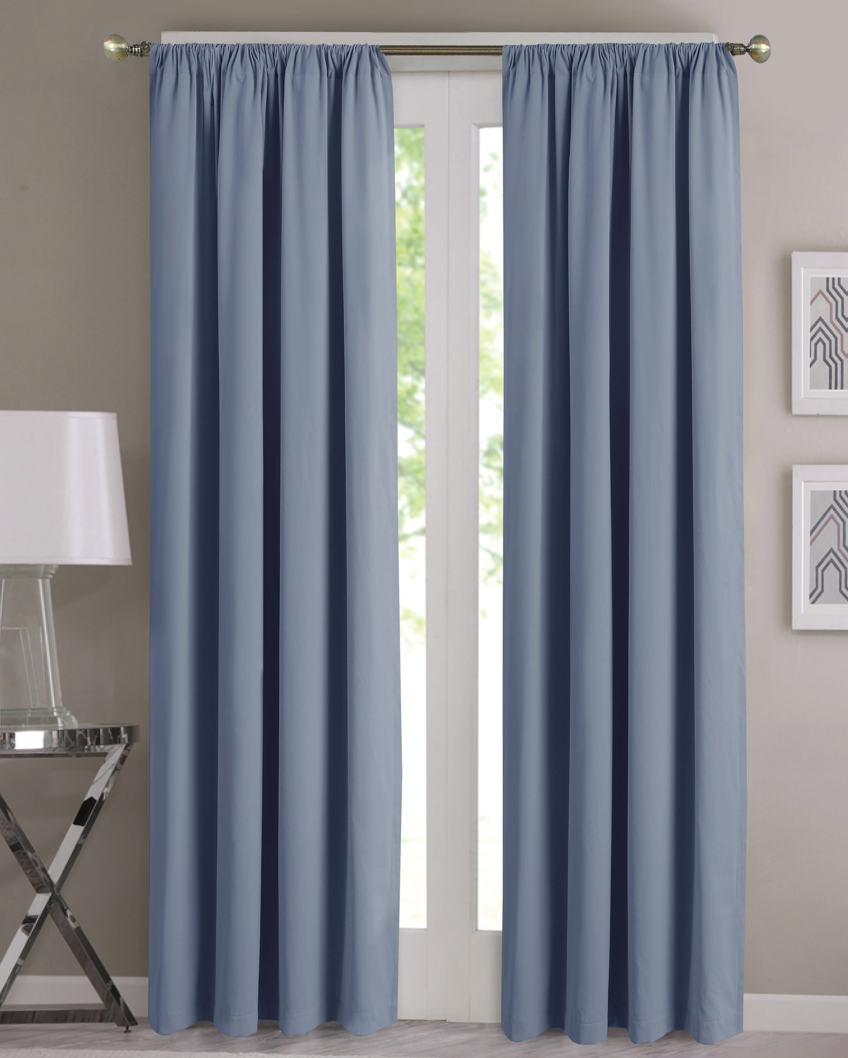 Harper Lane Rod Pocket Solid Window Panel Stonewash 50x84 - Walmart.com