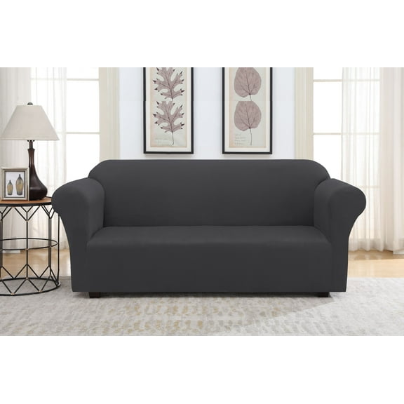 Harper Lane Solid Suede Sofa Gray