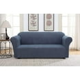 thumbnail image 1 of Harper Lane Striae Stretch Fit Slipcover Sofa Cover, Blue, Machine Washable, 1 of 6