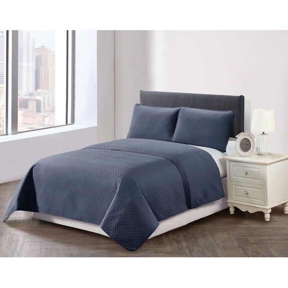 Harper Lane Trista Chevron Stitch 3-piece Quilt Set Charcoal Twin/Twin-XL